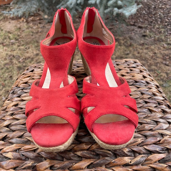 Sofft suede Espadrille Platform Strappy Back Zipper Closure Wedge Sandals - Picture 3 of 10